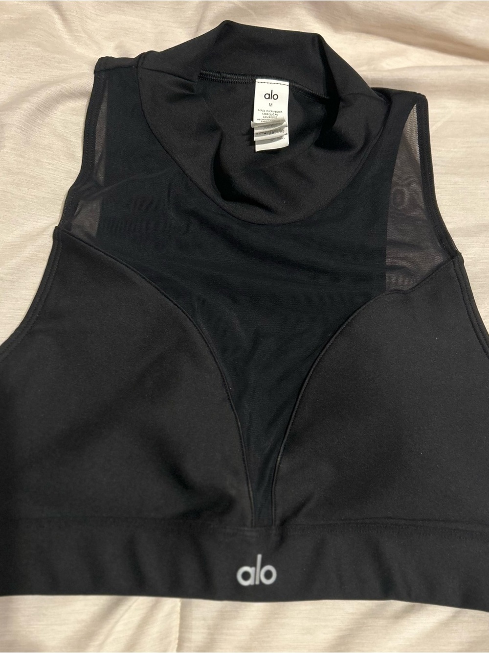 ALO Yoga Black High-Neck Mesh Sports Bra